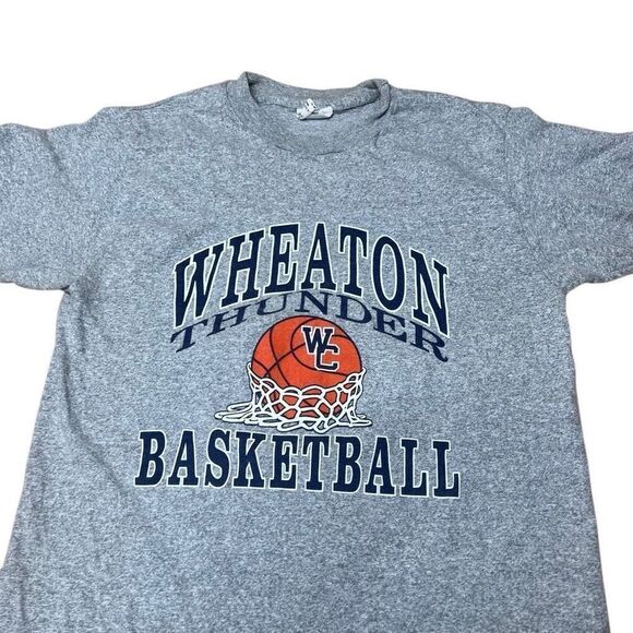 Vintage Wheaton College Thunder Basketball Single Stitch T Shirt Small - Picture 3 of 7
